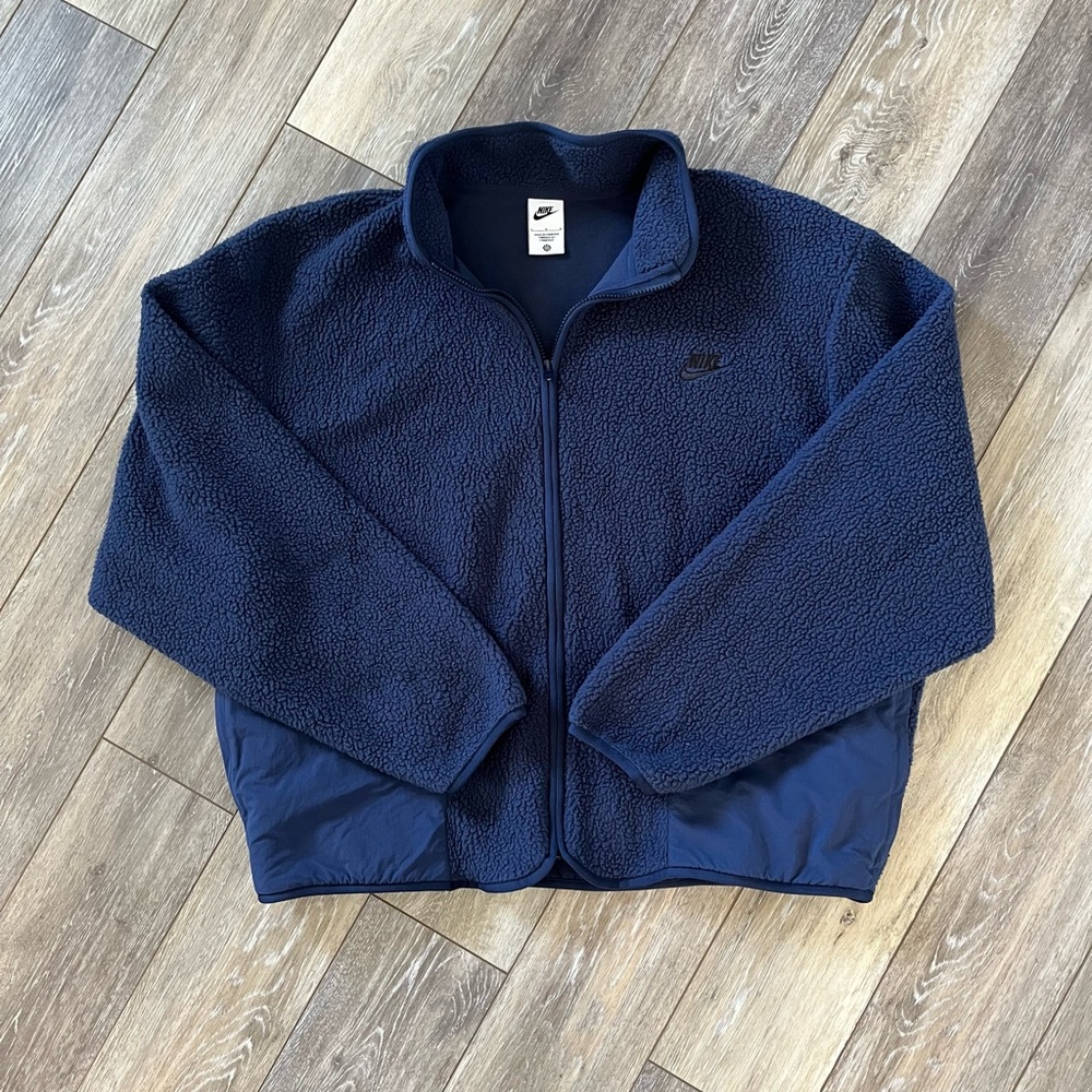 Nike Club Fleece Sherpa Winterized Navy Blue Full Zip Jacket Men’s Large - Picture 4 of 13